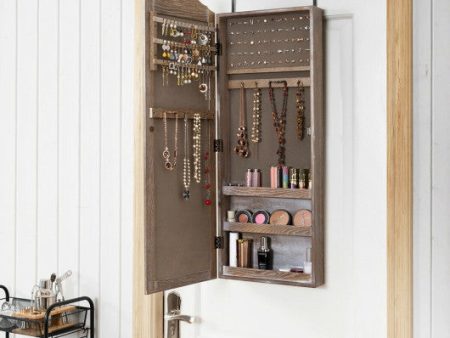 Wall Door Mounted Jewelry Armoire Cabinet with Mirror Supply