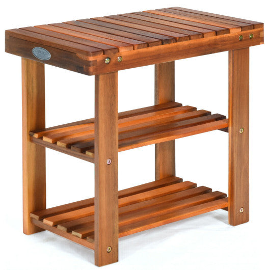 3-Tier Wood Shoe Rack 19  Shoe Bench Boots Organizer Supply