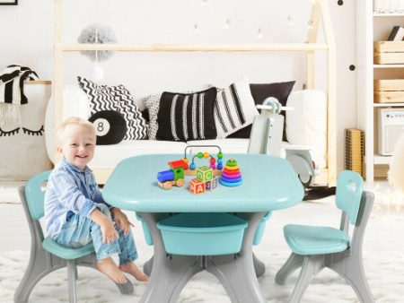 Children Kids Activity Table & Chair Set Play Furniture W Storage-Blue Hot on Sale