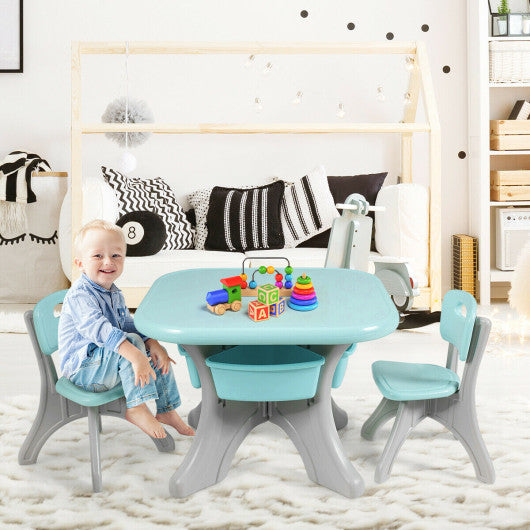 Children Kids Activity Table & Chair Set Play Furniture W Storage-Blue Hot on Sale