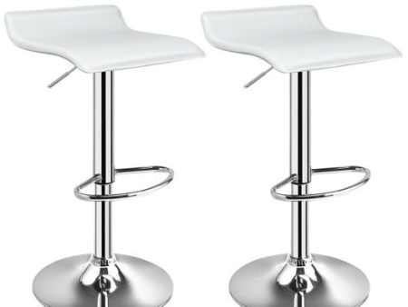 Set of 2 Adjustable PU Leather Backless Bar Stools-White Online