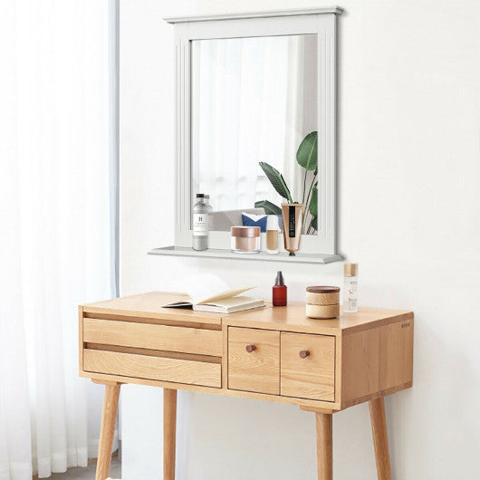 Wall-Mounted Multipurpose Vanity Mirror with Shelf-White Online now