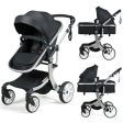 Folding Aluminum Infant Reversible Stroller with Diaper Bag-Black Fashion