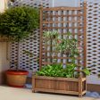 Solid Free Standing Wood Planter Box with Trellis for Garden For Sale