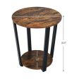 2-tier Round End Table with Storage Shelf and Metal Frame-Brown Online Sale