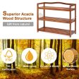 3-Tier Acacia Wood Shoe Rack with Side Metal Hooks Hot on Sale