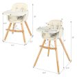 3-in-1 Convertible Wooden High Chair with Cushion-Beige on Sale