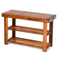 Freestanding Wood Bench with 3-Tier Storage Shelves Cheap