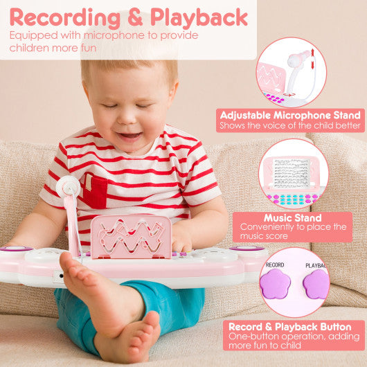 37-key Kids Electronic Piano Keyboard Playset-Pink For Cheap