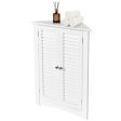 Adjustable Corner Storage Cabinet with Shutter Doors-White Sale