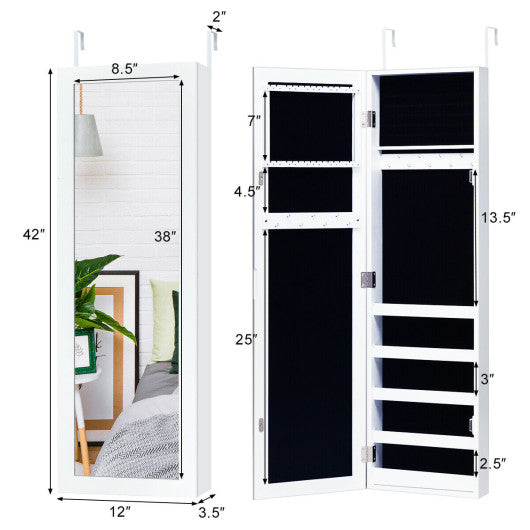 Door and Wall Mounted Armoire Jewelry Cabinet with Full-Length Mirror Online Hot Sale