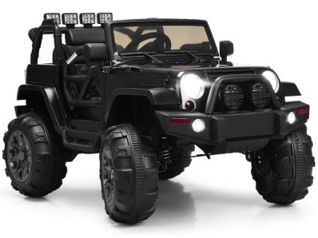 12V Kids Remote Control Riding Truck Car with LED Lights-Black Hot on Sale