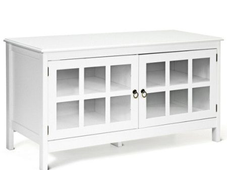 50 Inch Modern Wood Large TV Stand Entertainment Center for TV-White Cheap