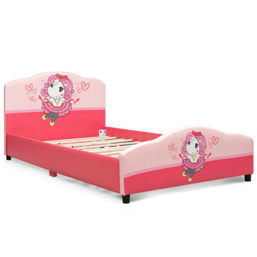 Kids Children Upholstered Platform Toddler Girl Pattern Bed Sale