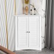 Adjustable Corner Storage Cabinet with Shutter Doors-White Sale