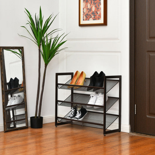 2 3 4 Tiers Flat and Slant Metal Shoe Rack for Entryway Hallway-3-Tier For Cheap