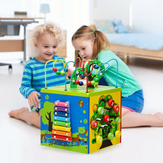 5-in-1 Wooden Activity Cube Toy Online now