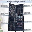 Lockable Mirrored Jewelry Cabinet Armoire Storage Organizer Box-Black For Discount