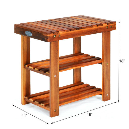 3-Tier Wood Shoe Rack 19  Shoe Bench Boots Organizer Supply