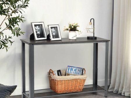 Metal Frame Wood  Console Sofa Table with Storage Shelf-Sliver Fashion