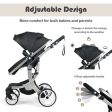 Folding Aluminum Infant Reversible Stroller with Diaper Bag-Black Fashion