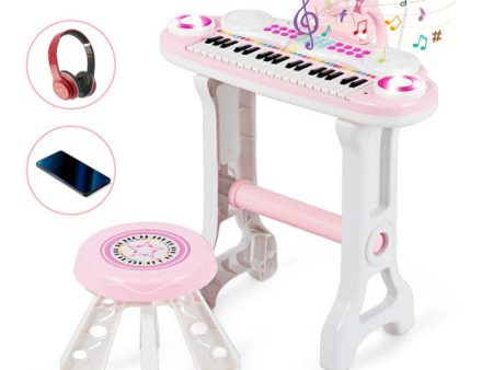 37-key Kids Electronic Piano Keyboard Playset-Pink For Cheap