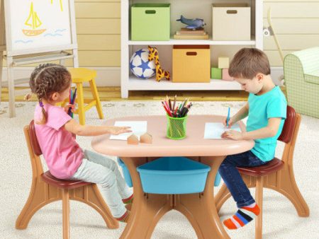 Children Kids Activity Table & Chair Set Play Furniture W Storage-Coffee Supply