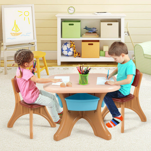 Children Kids Activity Table & Chair Set Play Furniture W Storage-Coffee Supply