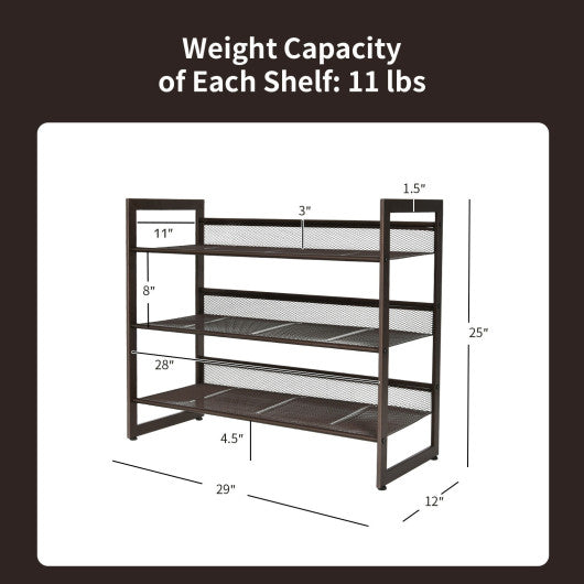 2 3 4 Tiers Flat and Slant Metal Shoe Rack for Entryway Hallway-3-Tier For Cheap