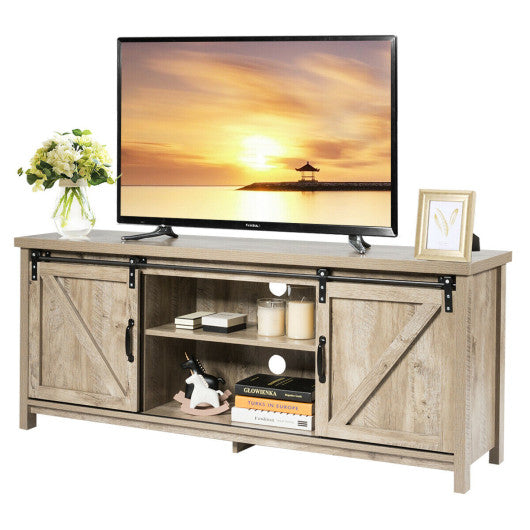 TV Stand Media Center Console Cabinet with Sliding Barn Door - Gray Online Sale