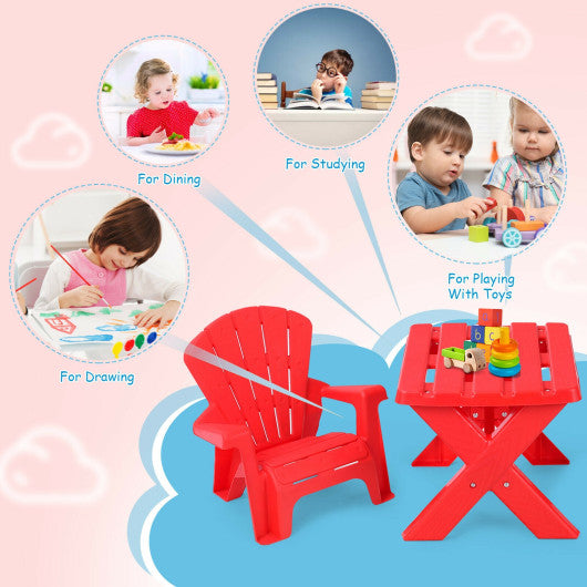 3-Piece Plastic Children Play Table Chair Set-Red Online