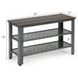 3-Tier Shoe Rack Industrial Shoe Bench with Storage Shelves-Black Online Sale