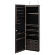 5 LEDs Lockable Mirror Jewelry Cabinet Armoire with 6 Drawers-Brown Online Hot Sale