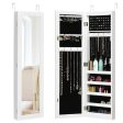 Wall And Door Mirrored Jewelry Cabinet With LED Light For Discount