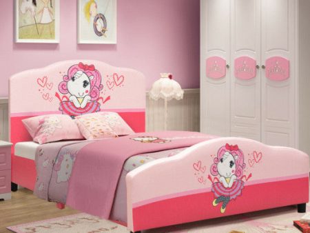 Kids Children Upholstered Platform Toddler Girl Pattern Bed Sale