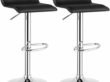 Set of 2 Adjustable PU Leather Backless Bar Stools-Black Online Sale