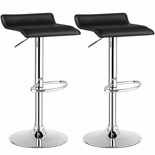 Set of 2 Adjustable PU Leather Backless Bar Stools-Black Online Sale