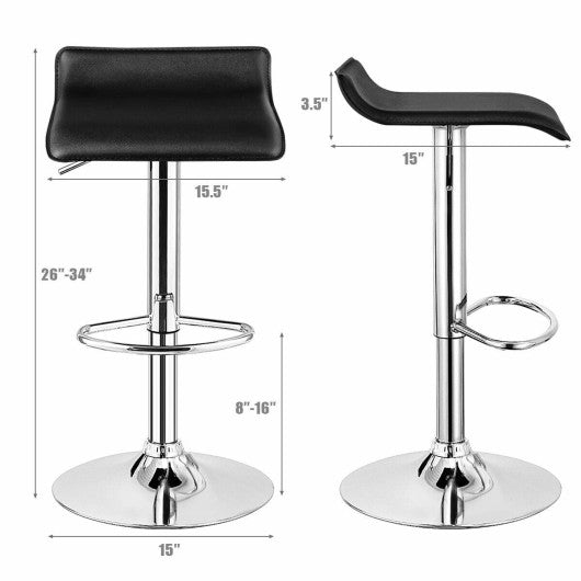 Set of 2 Adjustable PU Leather Backless Bar Stools-Black Online Sale