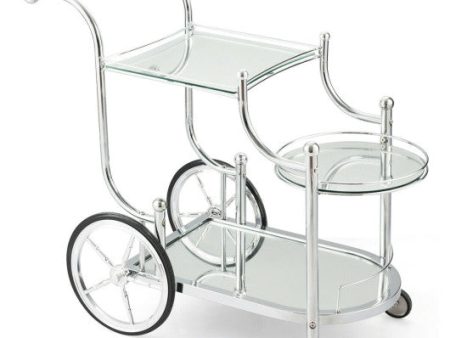 Kitchen Rolling Bar Cart with Tempered Glass Suitable for Restaurant and Hotel on Sale