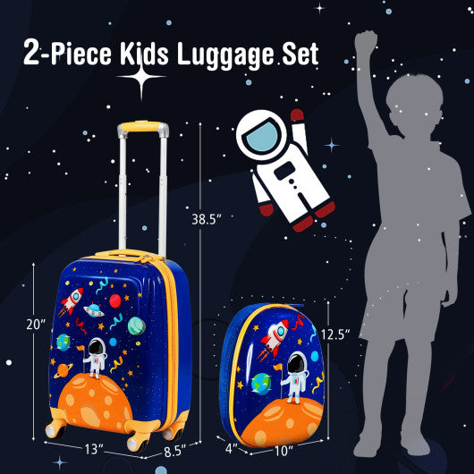 2PC Kids Luggage Set Rolling Suitcase & Backpack-Navy For Discount