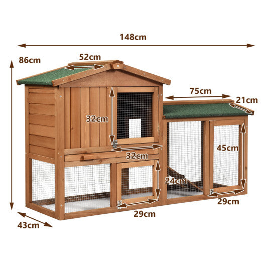 58 Inch Weatherproof Wooden Rabbit Hutch Supply