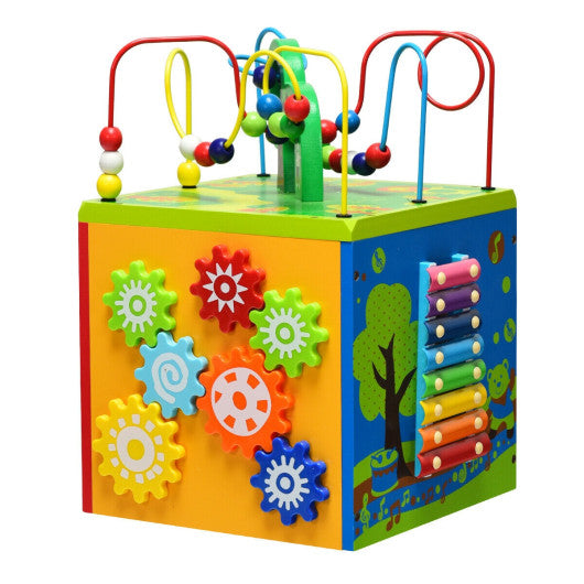 5-in-1 Wooden Activity Cube Toy Online now