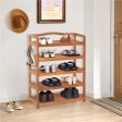 5-Tier Acacia Wood Shoe Rack with Side Metal Hooks Online Hot Sale