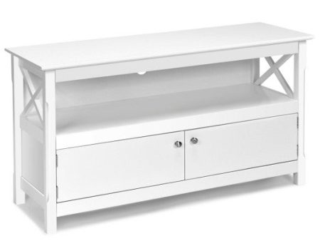 44 Inch Wooden Storage Cabinet TV Stand-White on Sale