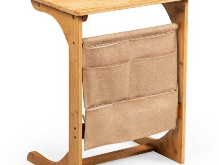 Bamboo Sofa Table End Table Bedside Table with Storage Bag Hot on Sale