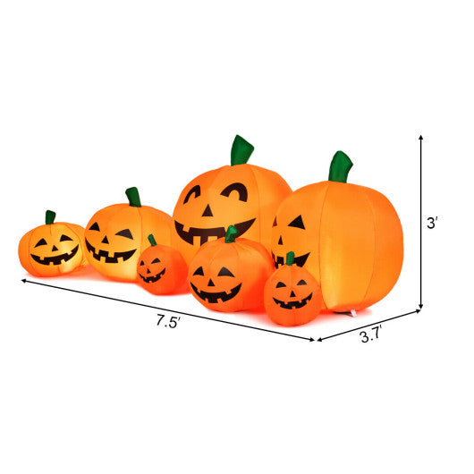 7.5 Feet Halloween Inflatable 7 Pumpkins Patch with LED Lights For Discount