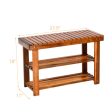 Freestanding Wood Bench with 3-Tier Storage Shelves Cheap