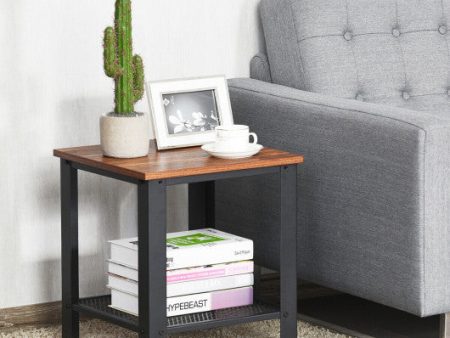 Industrial End Table 2-Tier Side Table-Black Sale