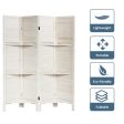 4 Panel Folding Room Divider Screen with 3 Display Shelves-White on Sale