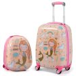 2PC Kids Luggage Set Rolling Suitcase & Backpack-Pink Cheap